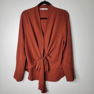Zara Rust Tie-Front Blouse